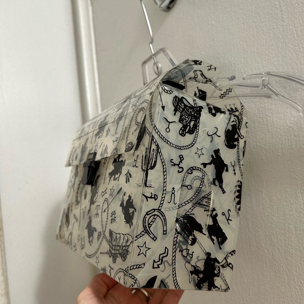 Cowboy Black  Printed Plastic Handbag